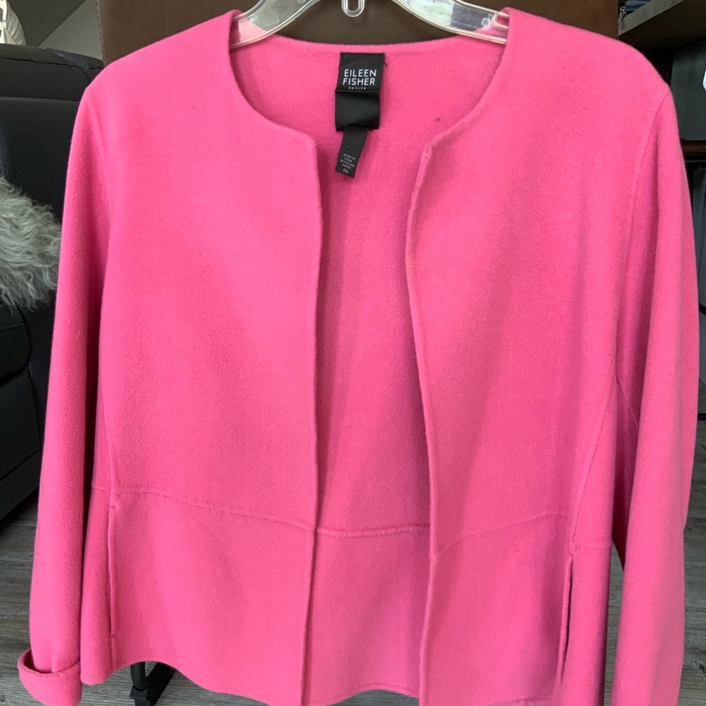 Eileen Fisher hot pink wool jacket